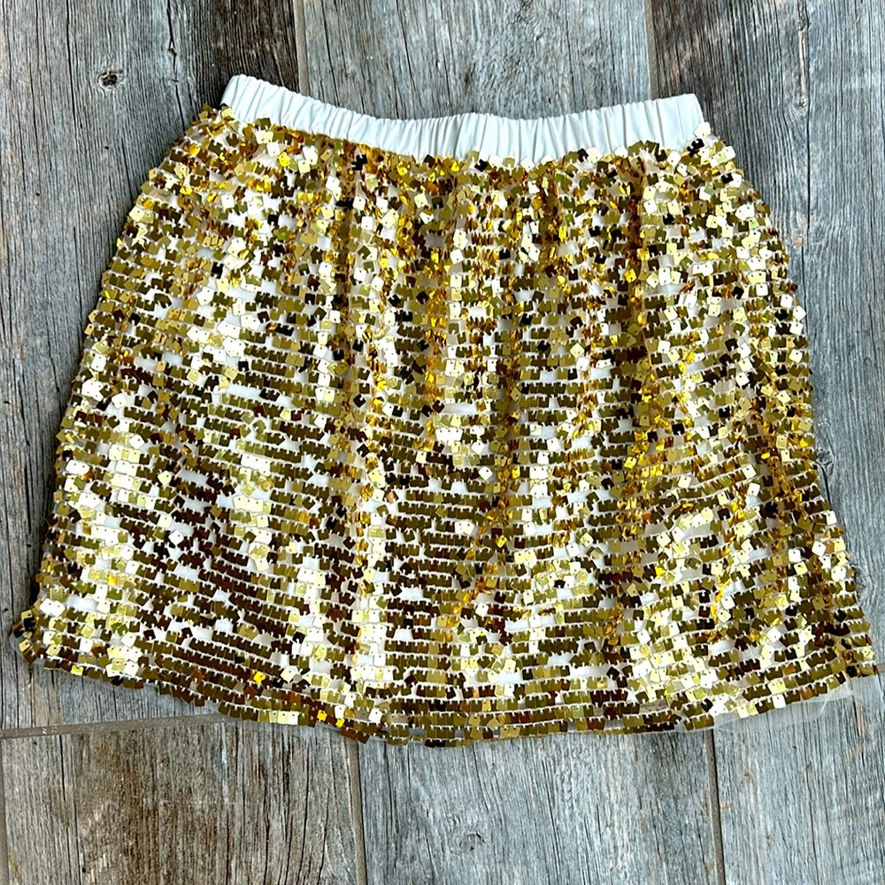 Crewcuts gold sequin skirt